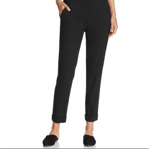 Eileen Fisher Linen Blend Casual Lightweight Cuffed Hem Pant Black